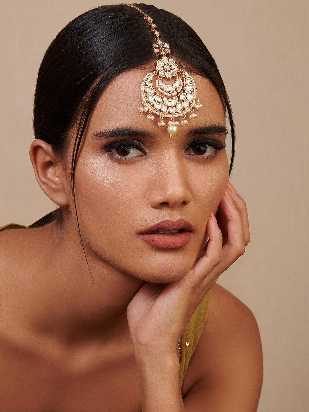 Miera Kundan And Pearls Embellished Maang Teeka