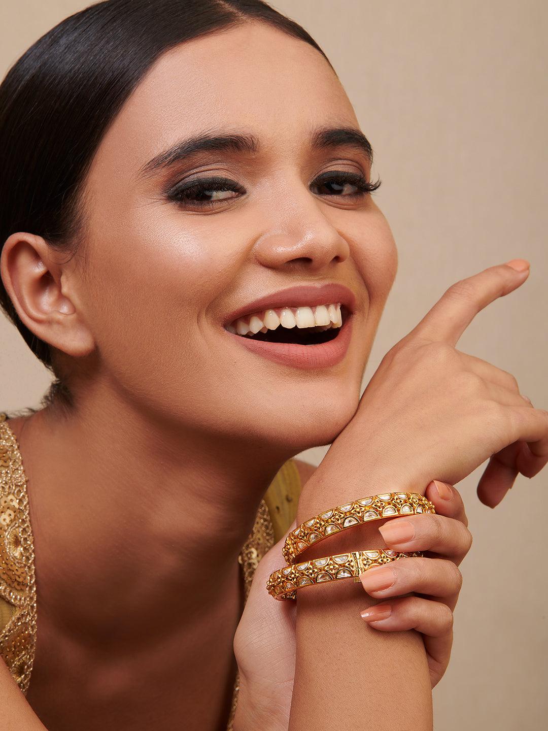 Miera Kundan And Gold Bangles