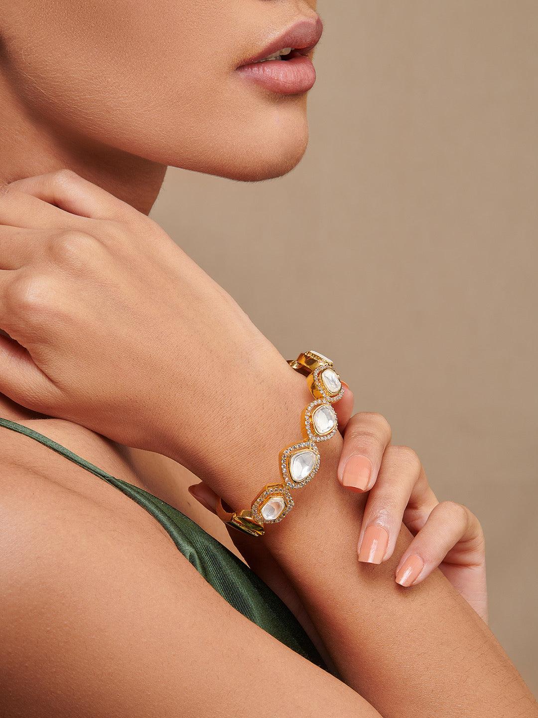 Miera Kundan And Gold Bangles