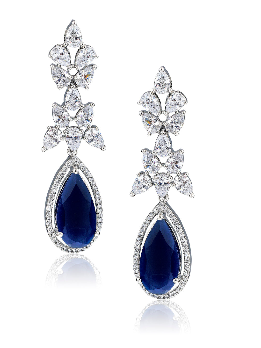 Diamante Deep Blue Drop Earrings