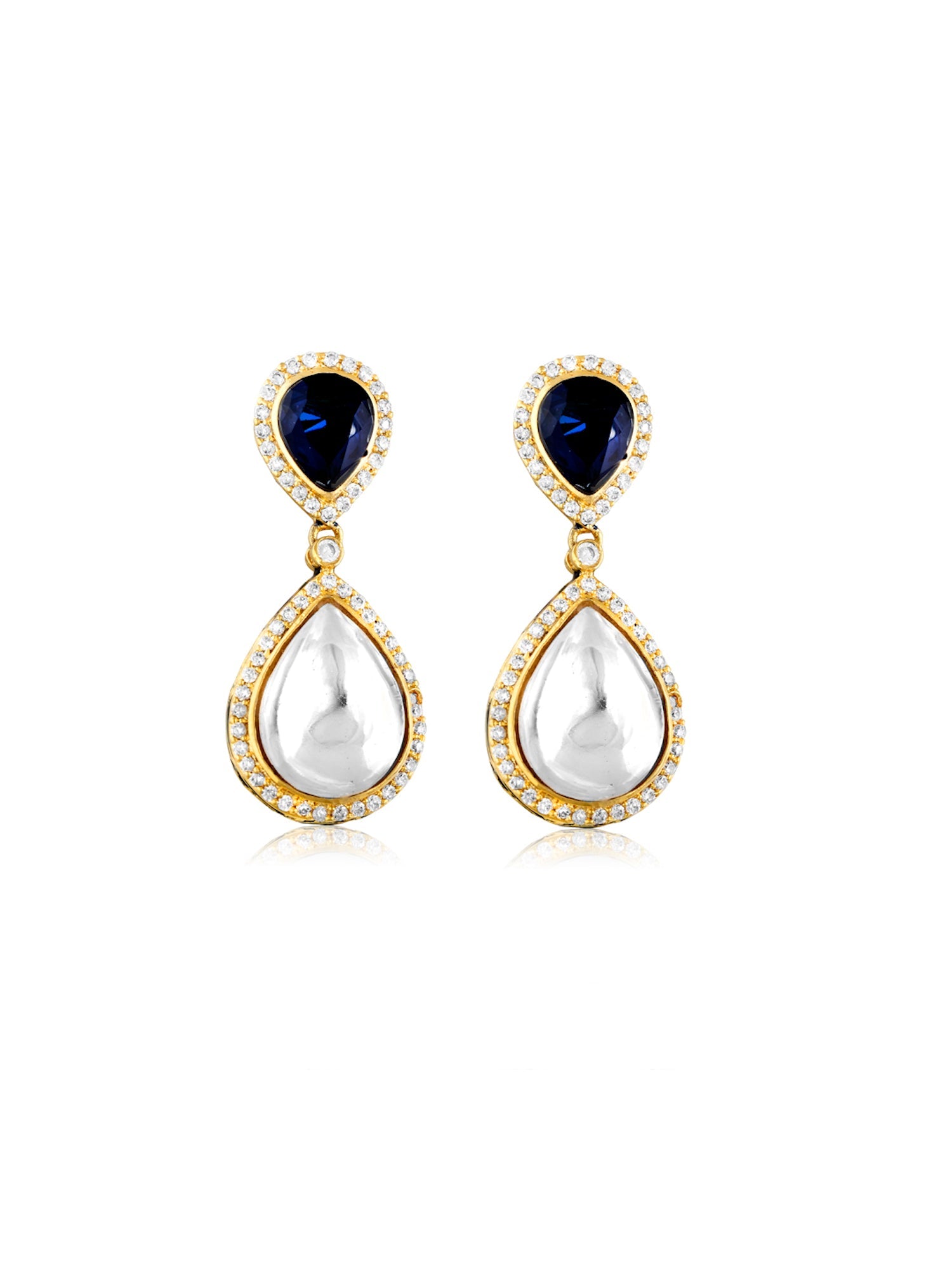 Meira Kundan And Blue Drops Dangler Earrings