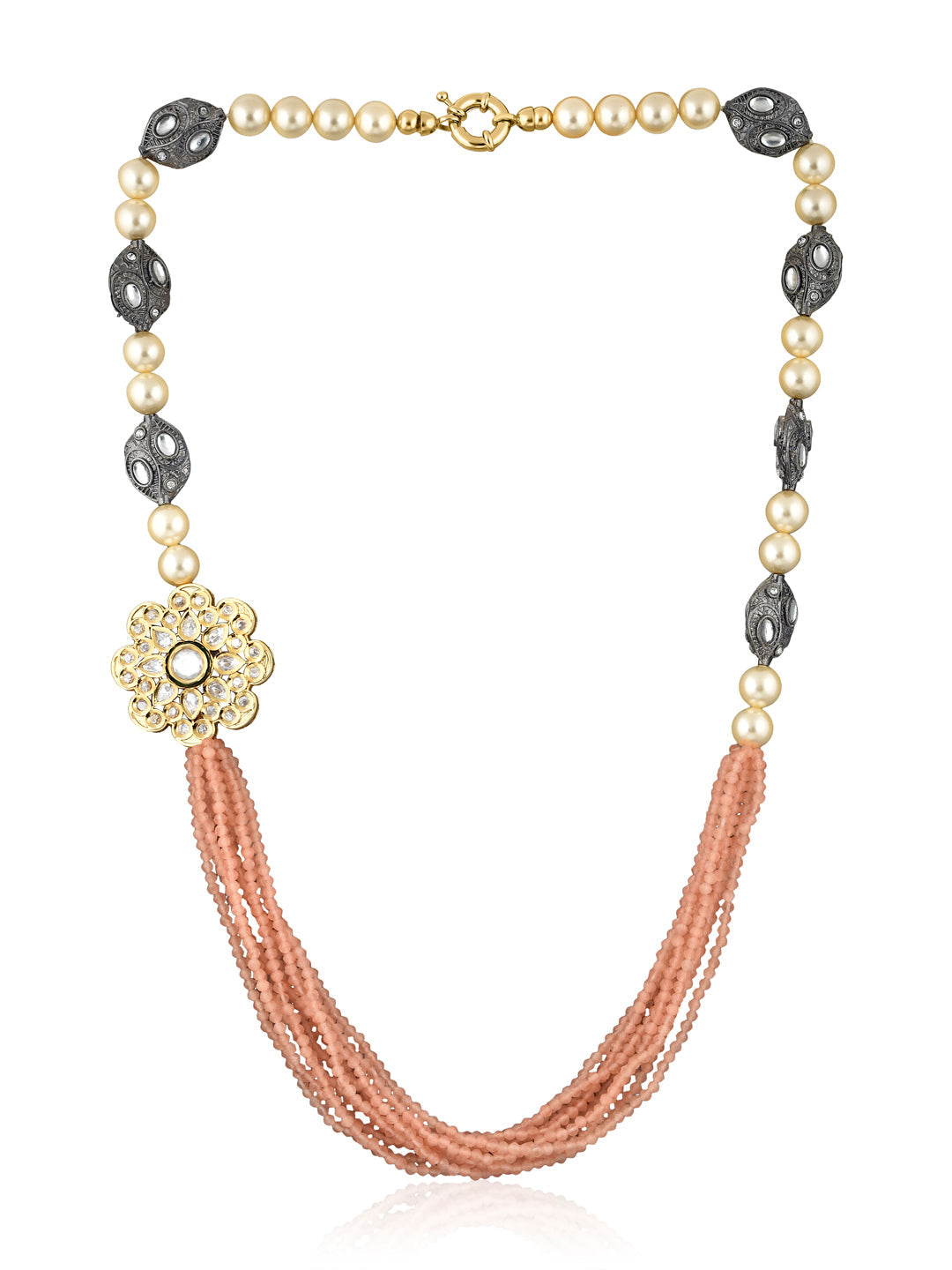 Stone Appeal Long Kundan Brooch Necklace