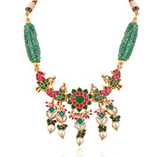 Meira Peacock Green Jadau Necklace