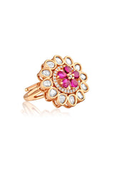 Uncut Kundan Floral Bridal Ring