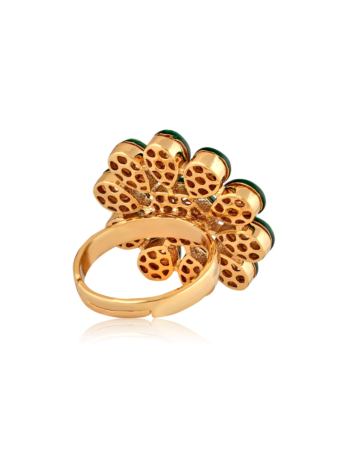 Flower Style Kundan & Gold Ring