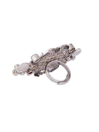 Aria Oxidised Square Pearl Embellished Ring – Curio Cottage