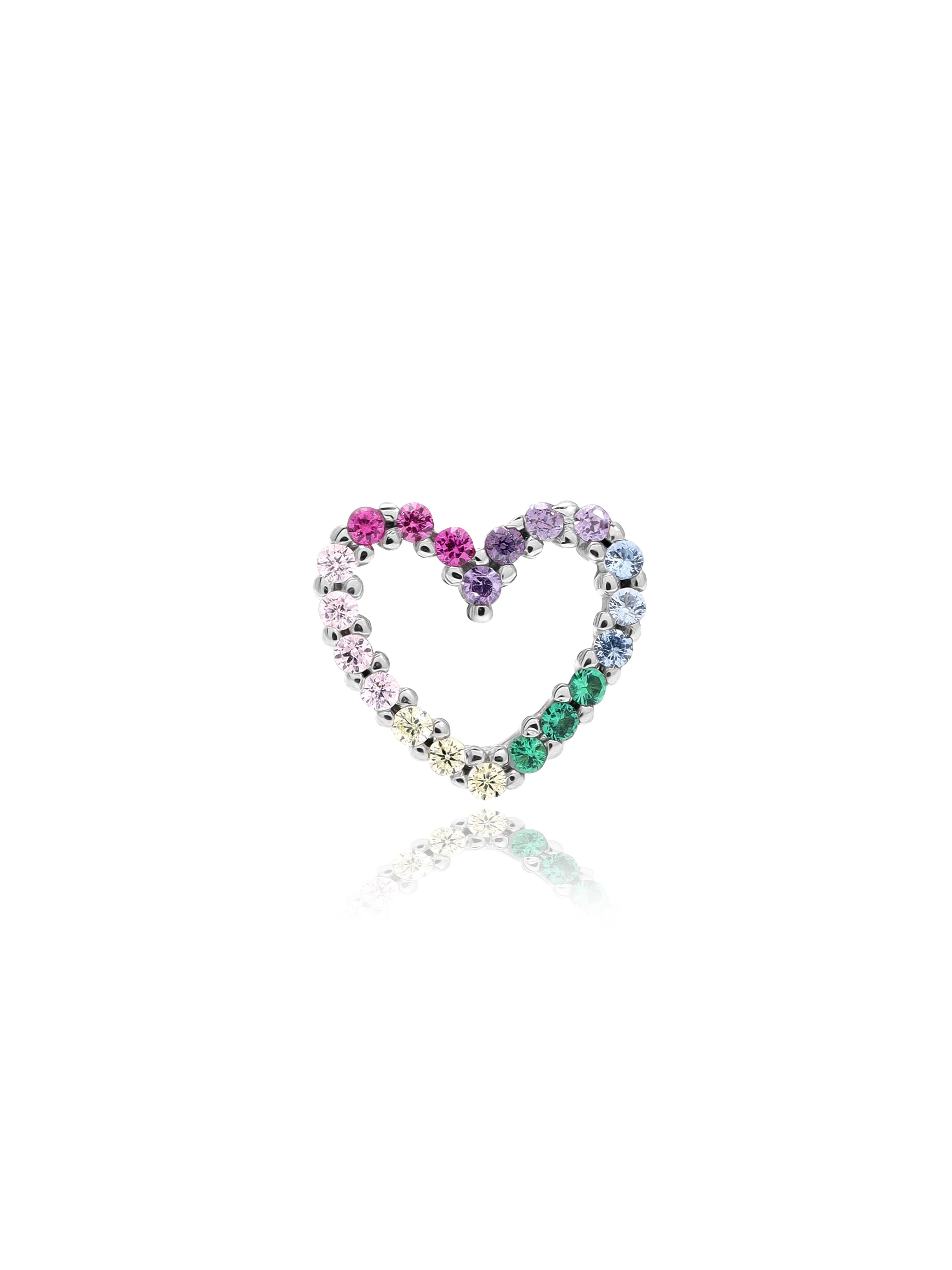 Silver Rainbow Heart Stud Earrings