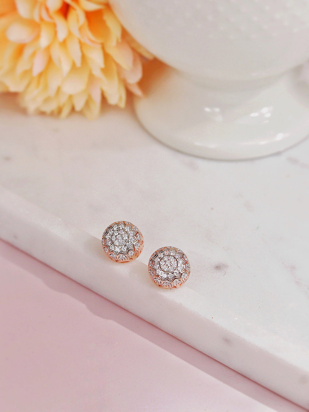 Rose Gold Plated Silver Zircon Sunrise Earring