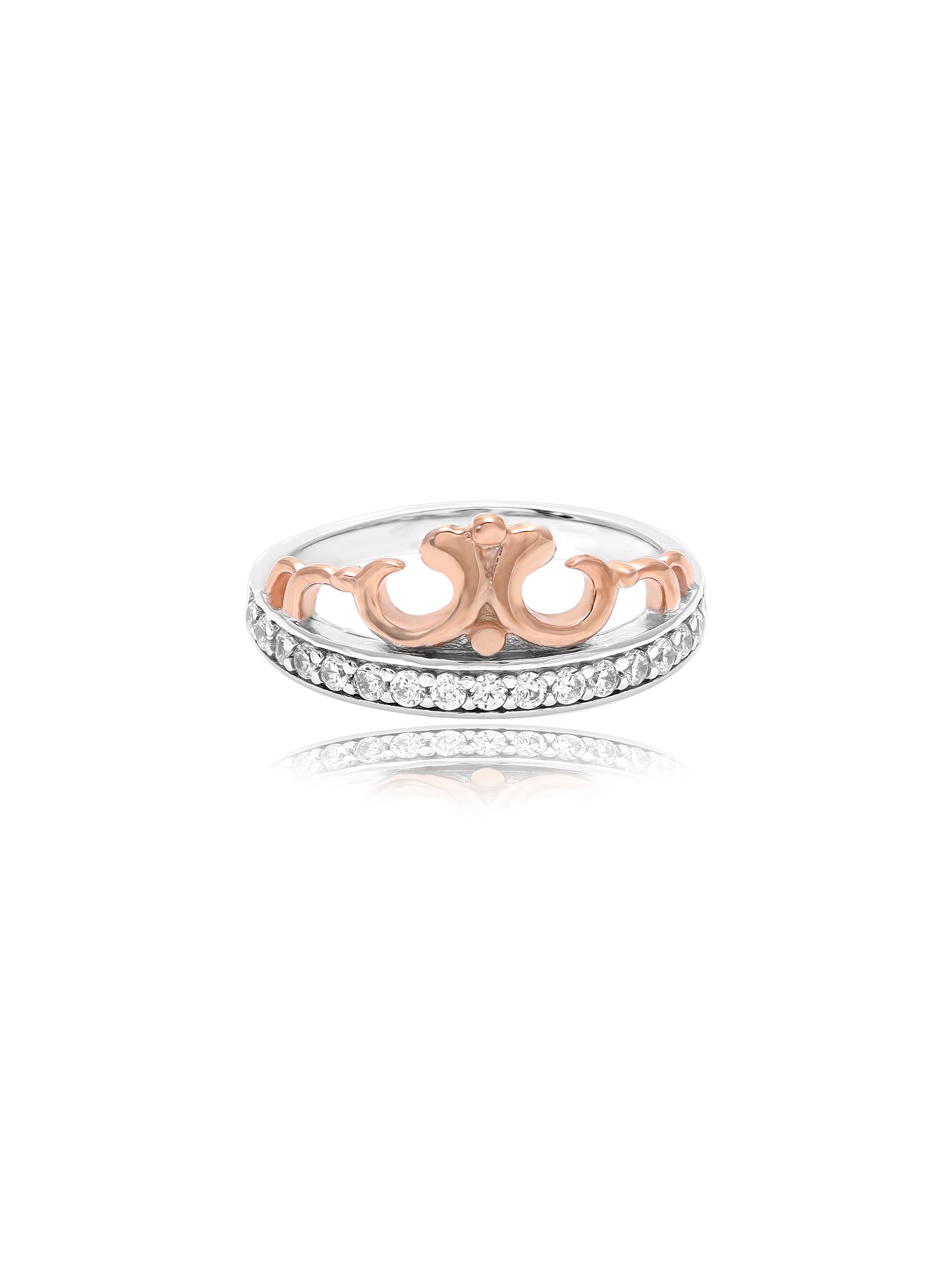 925 Silver Crown Studded Zircon Band Ring