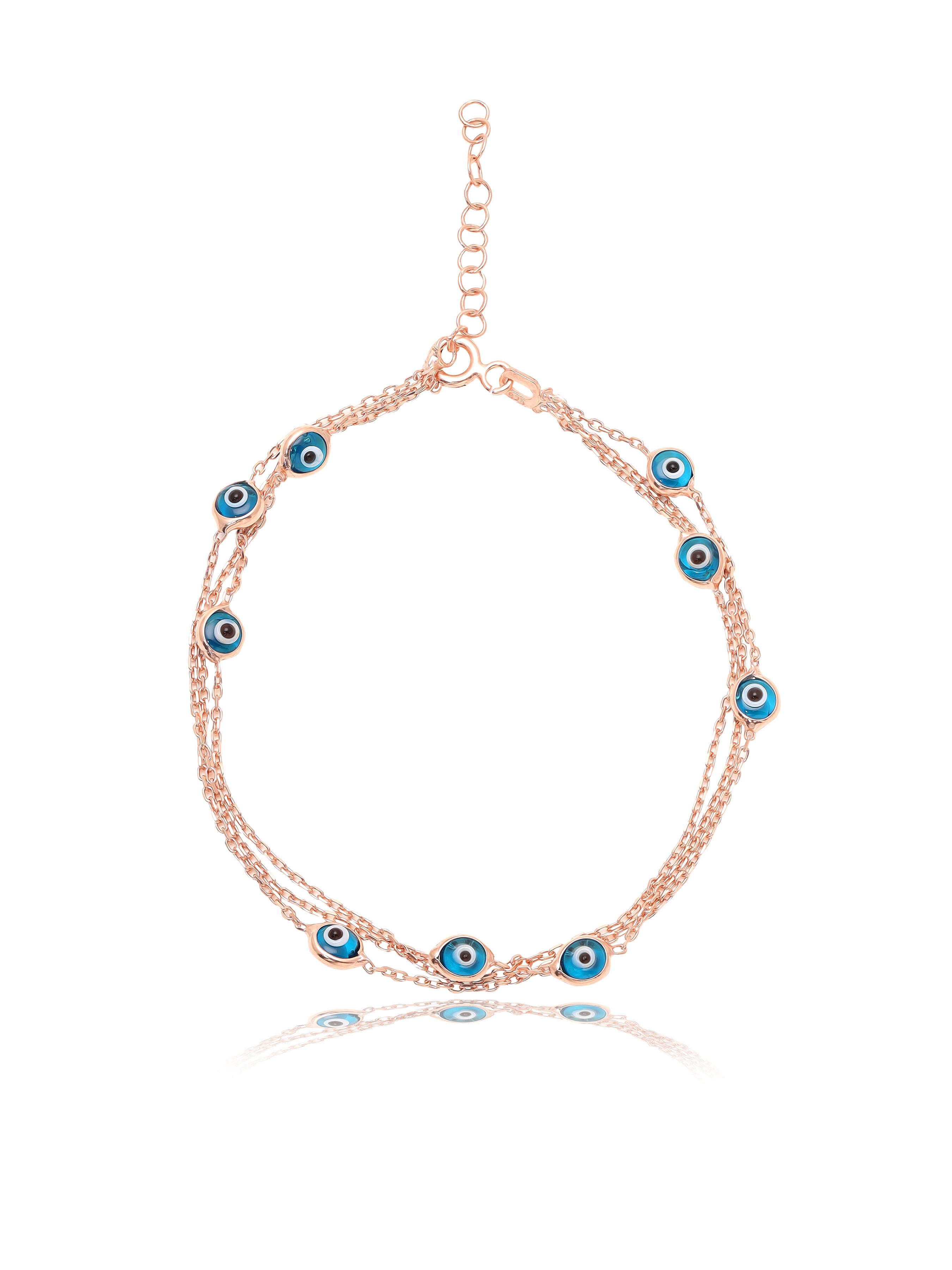 Rose Gold Plated Evil Eye Pure Silver Bracelet