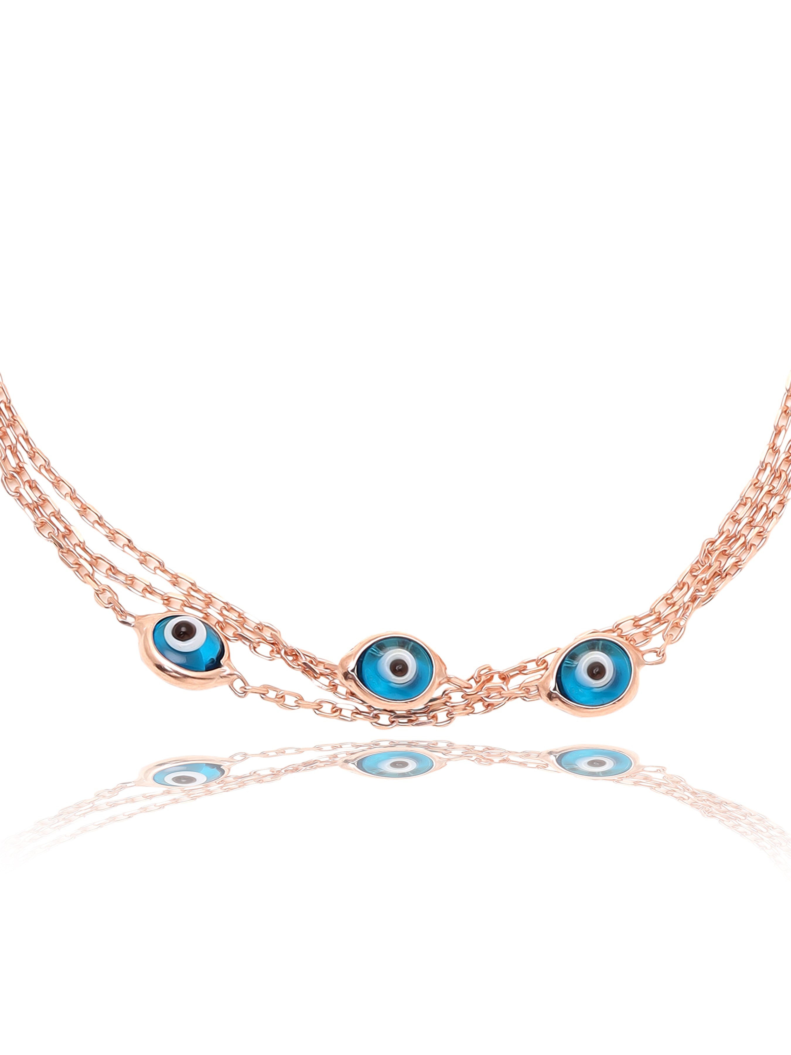 Rose Gold Plated Evil Eye Pure Silver Bracelet