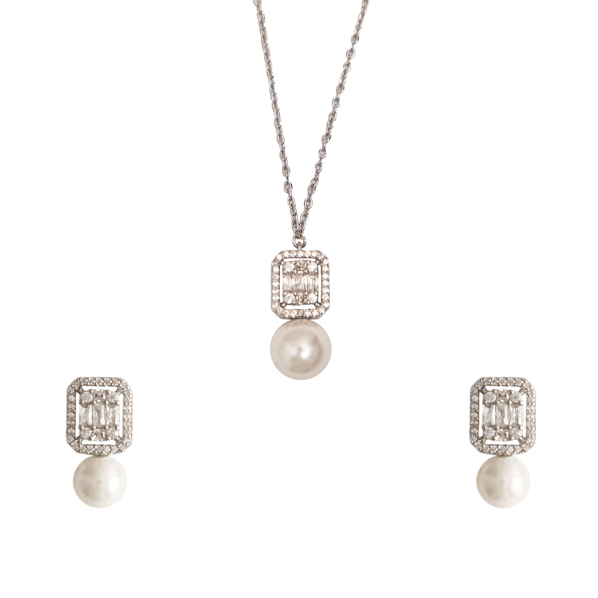 Droplets of Pearl Necklace Set with Ring