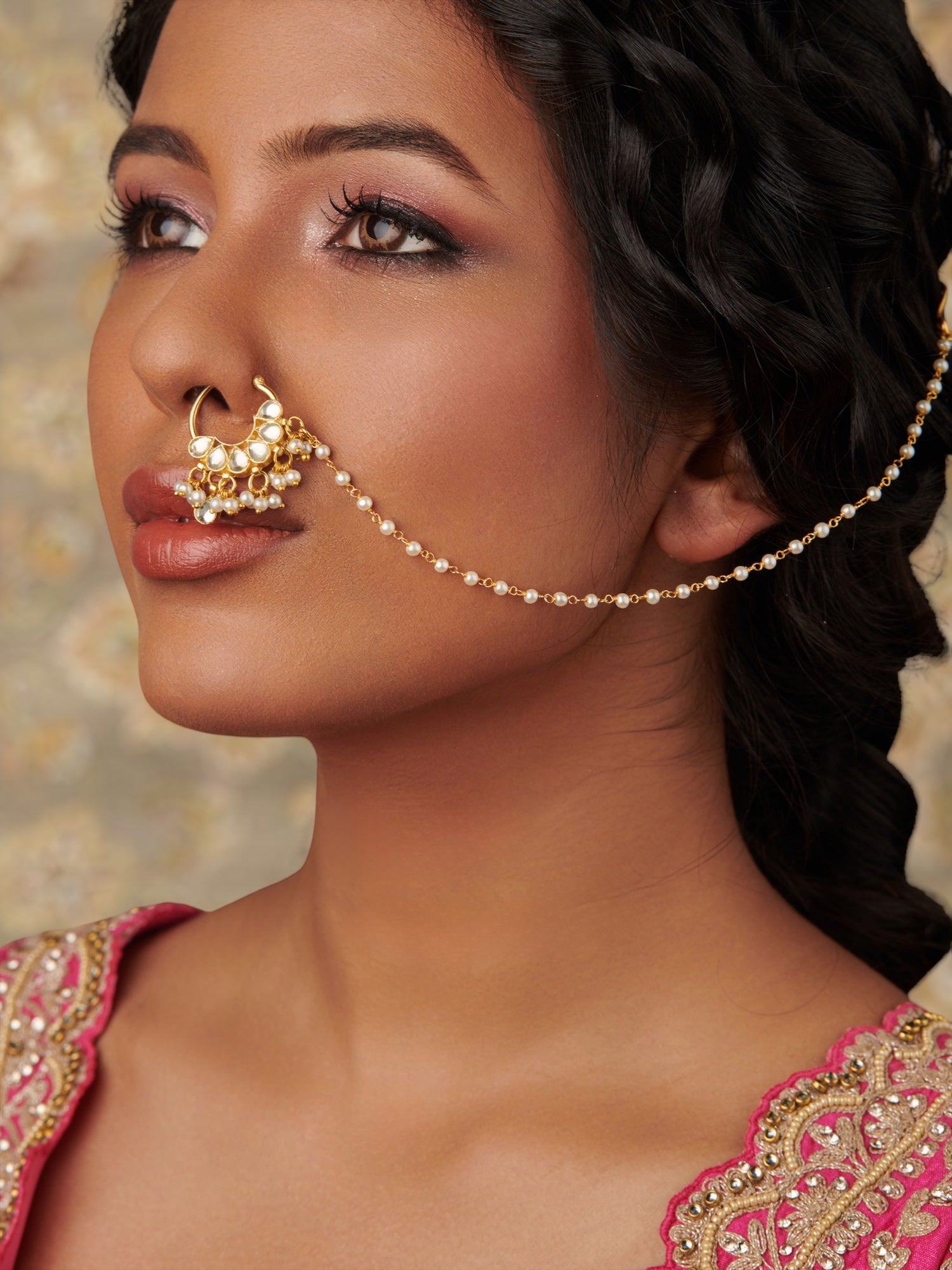 Pakistani Indian Punjabi Gold Polki Nath Nose Ring Nathni Dilkash Fashion  Jewelry Bollywood Nose Jewelry Nose Jewels Nathna Nose Hoop - Etsy