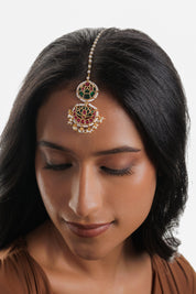 Lotus Kundan Dual Drop Mangteeka