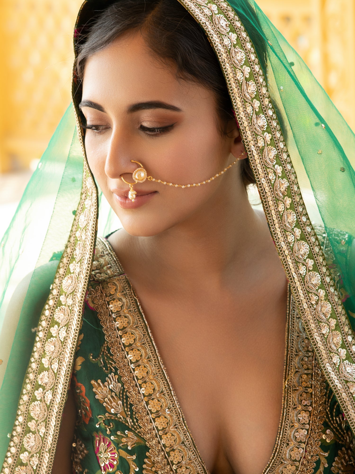 The Bridal Small Pearl Drop Kundan Nath