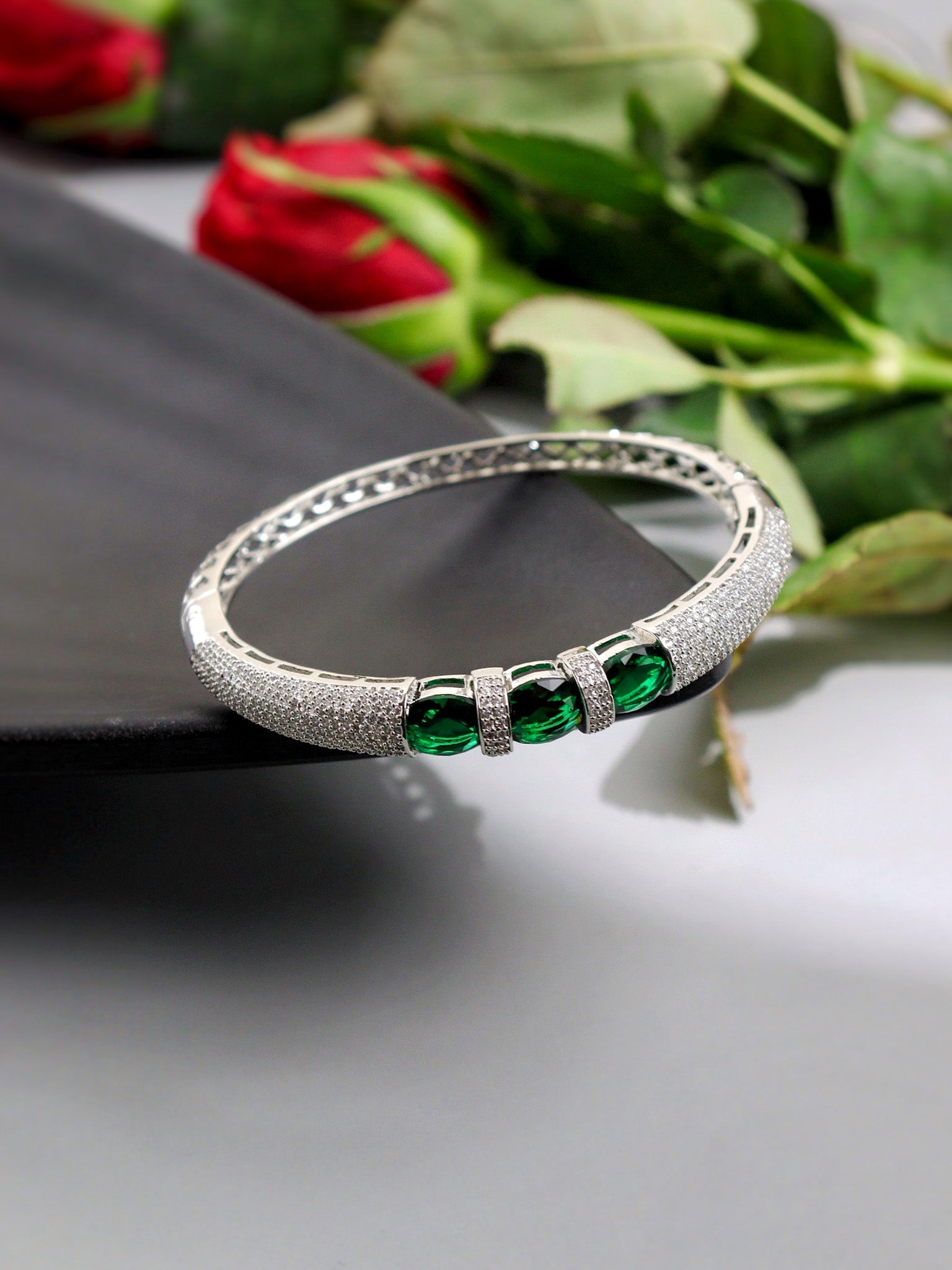 Emerald Trio CZ Kada Bracelet