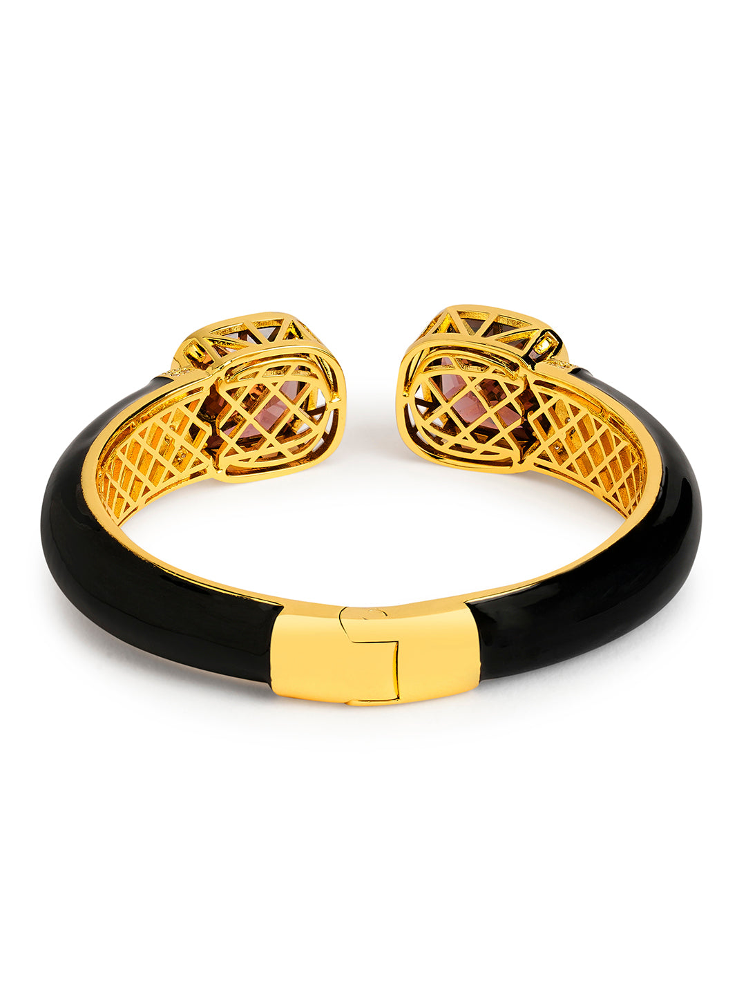 Wine Glow CZ Black Enameled Kada Bracelet