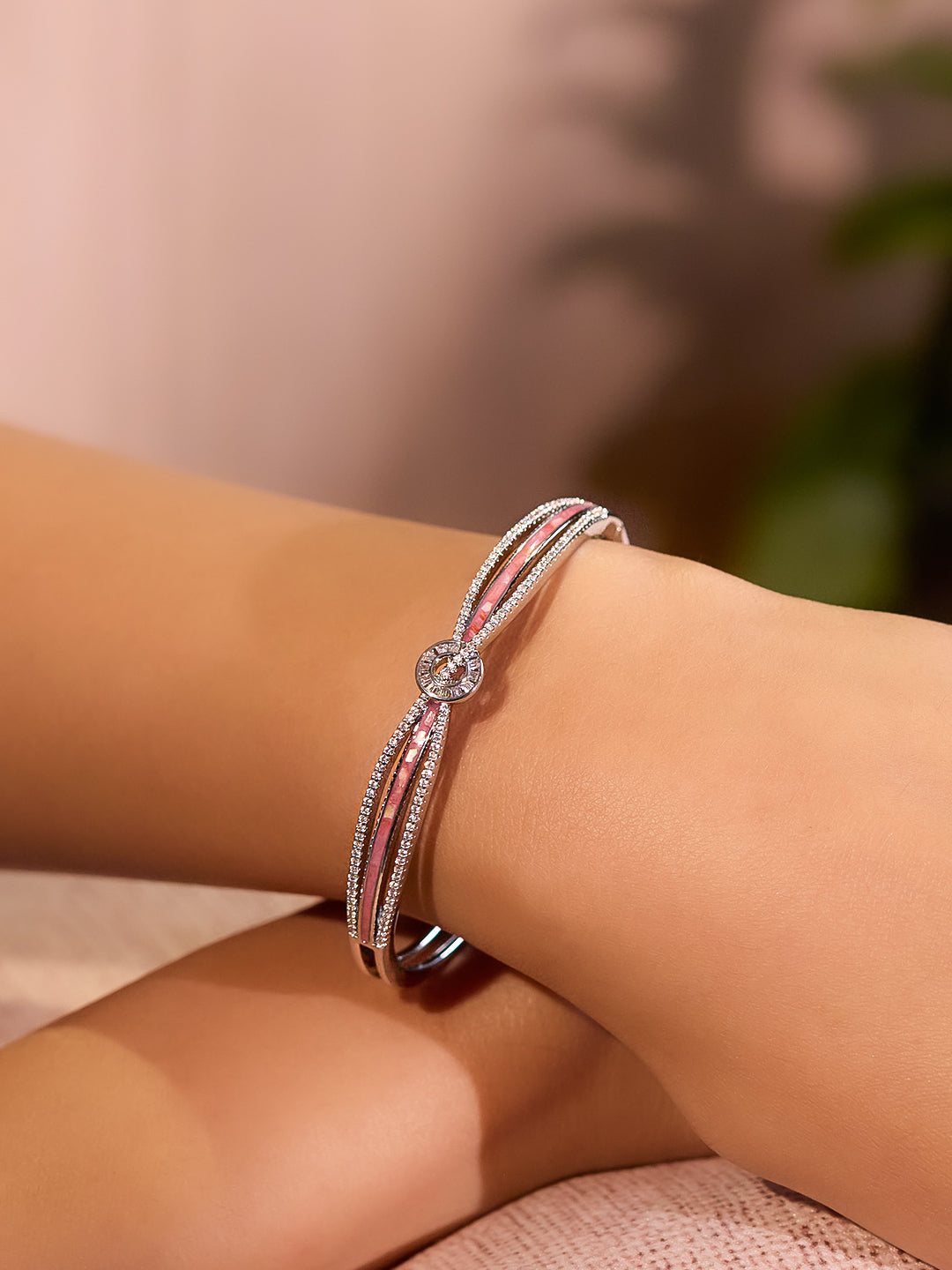 Knot of Pink Enamel Bracelet