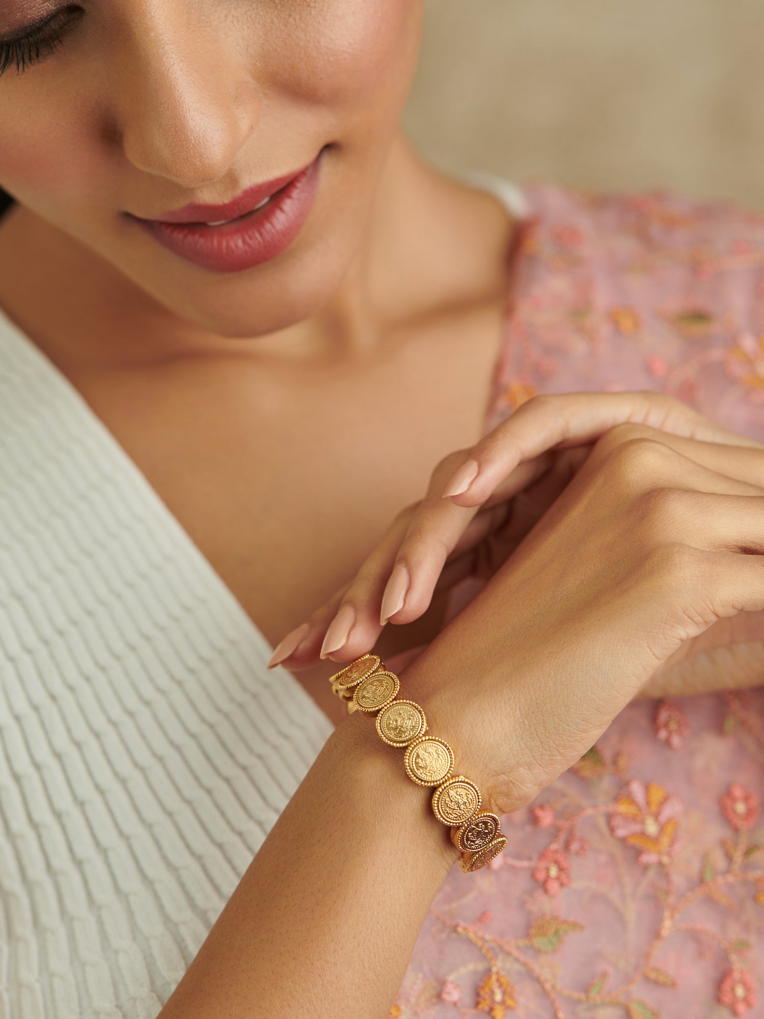 22K Gold Plated Laxmi Coin Openable Bracelet