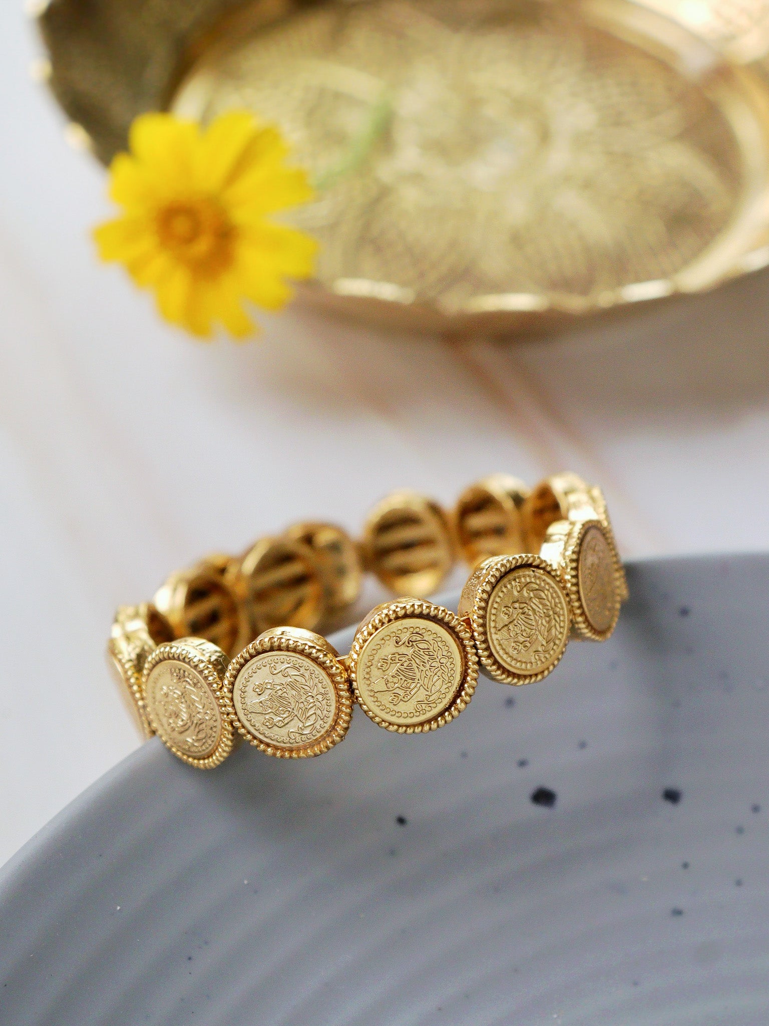 22K Gold Plated Laxmi Coin Openable Bracelet