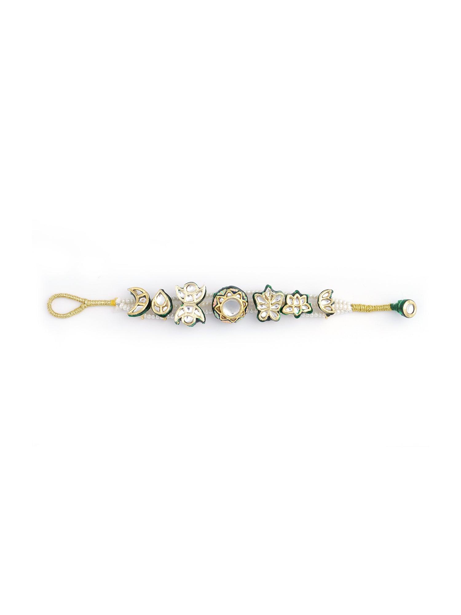 Enamel Charm Pearl String Bracelet