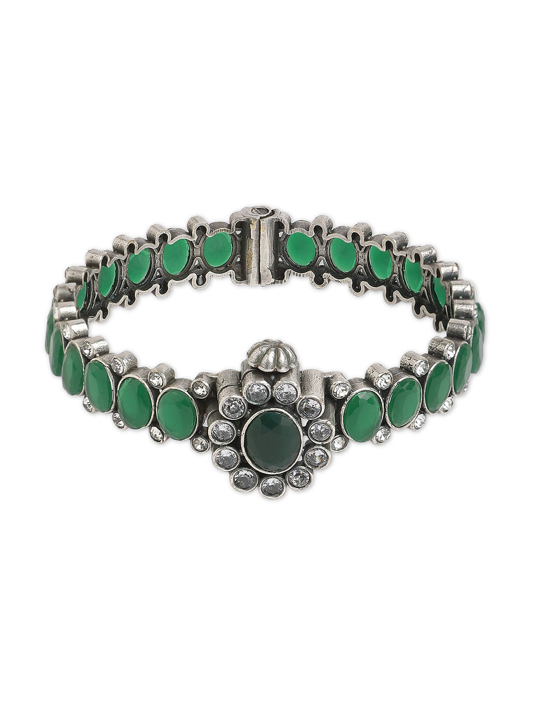 Gypsy Emerald Glow Oxidised Bangle