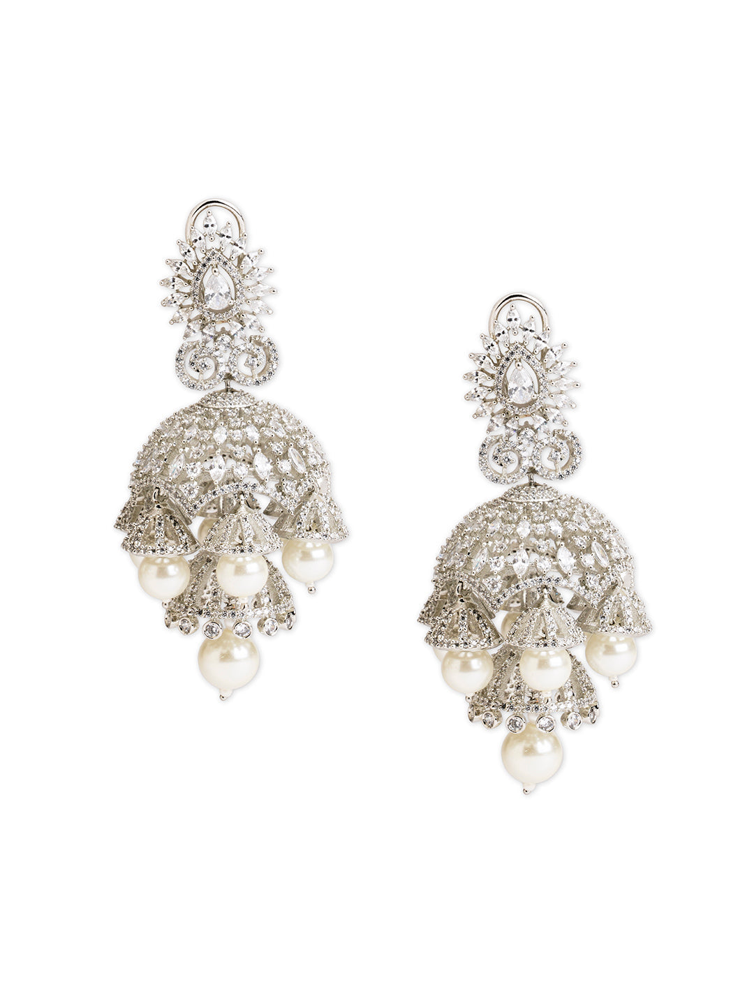 Pearlescent Grace CZ Jhumka Earrings