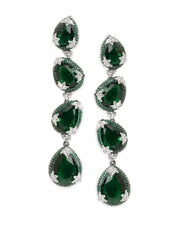 Emerald Ferns Carved CZ Earrings