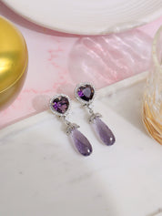 Amythyst Drop CZ Earrings