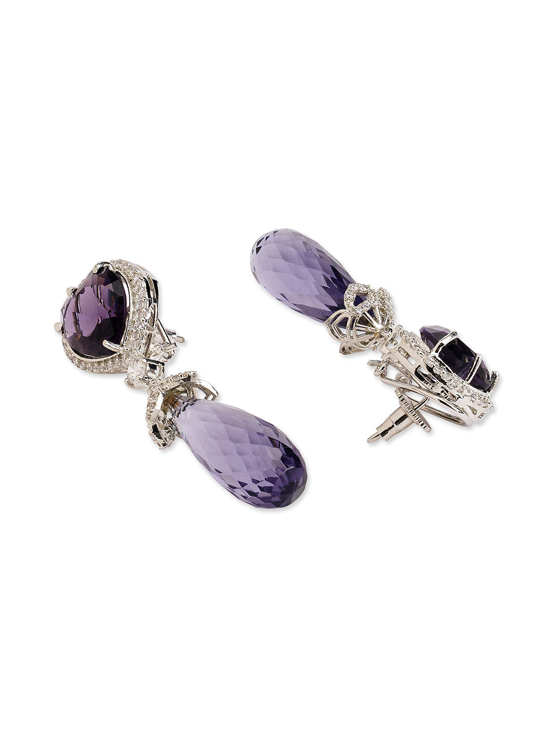 Amythyst Drop CZ Earrings