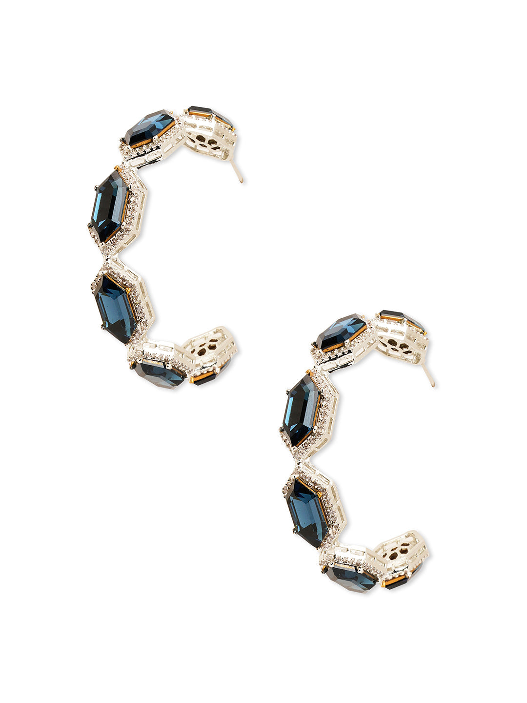 Azure Blue  CZ Crystal Hoop Earrings