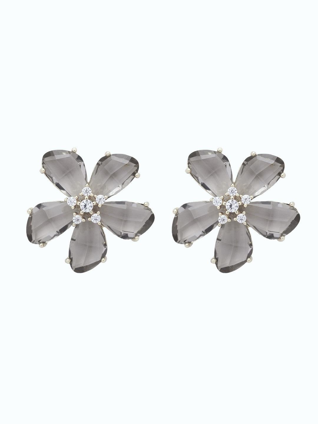 Floral Whisper Silver Stud Earrings