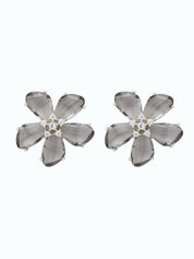 Floral Whisper Silver Stud Earrings