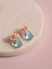 Aqua Serene Enameled Stud Earrings