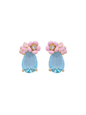 Aqua Serene Enameled Stud Earrings