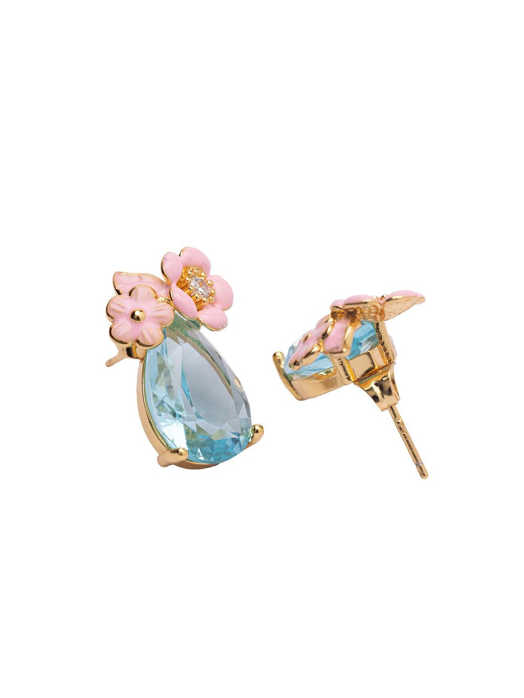 Aqua Serene Enameled Stud Earrings