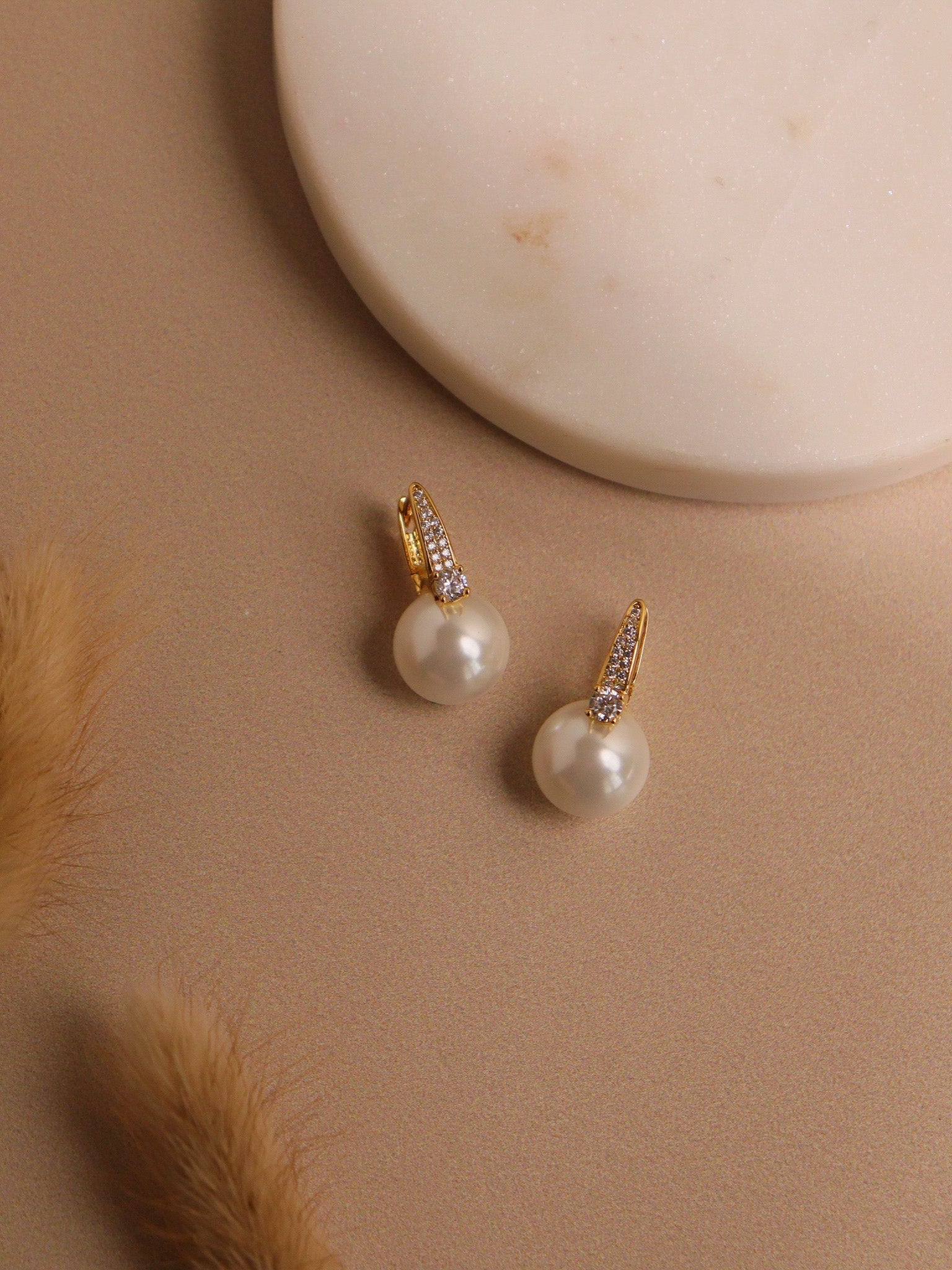 Drop of Pearl Shimmer Stud Earrings