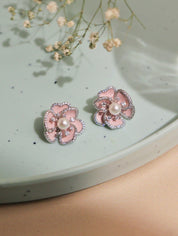 Blush Bloom Enameled Stud Earrings