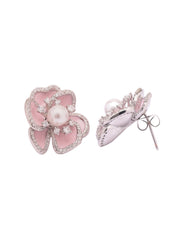 Blush Bloom Enameled Stud Earrings