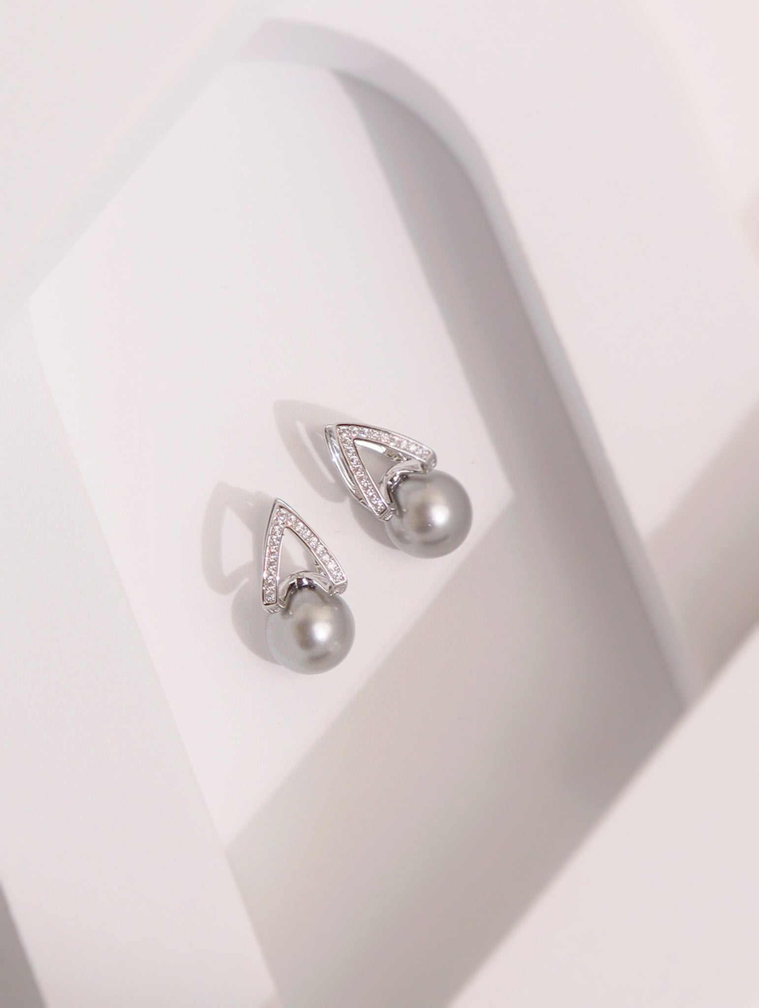 Ash Grey Pearl Stud Earrings