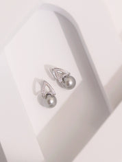 Ash Grey Pearl Stud Earrings