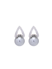 Ash Grey Pearl Stud Earrings