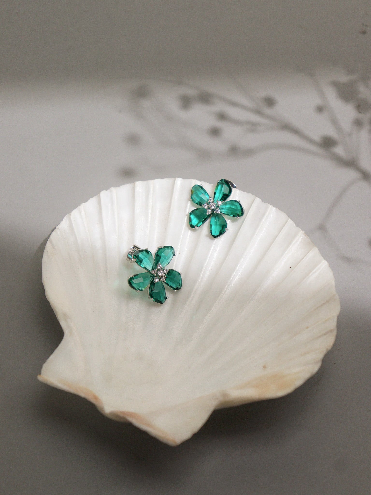 Emerald Whisper Petal Stud Earrings