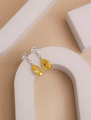 Sparkling Sapphire Yellow Dangler Earrings