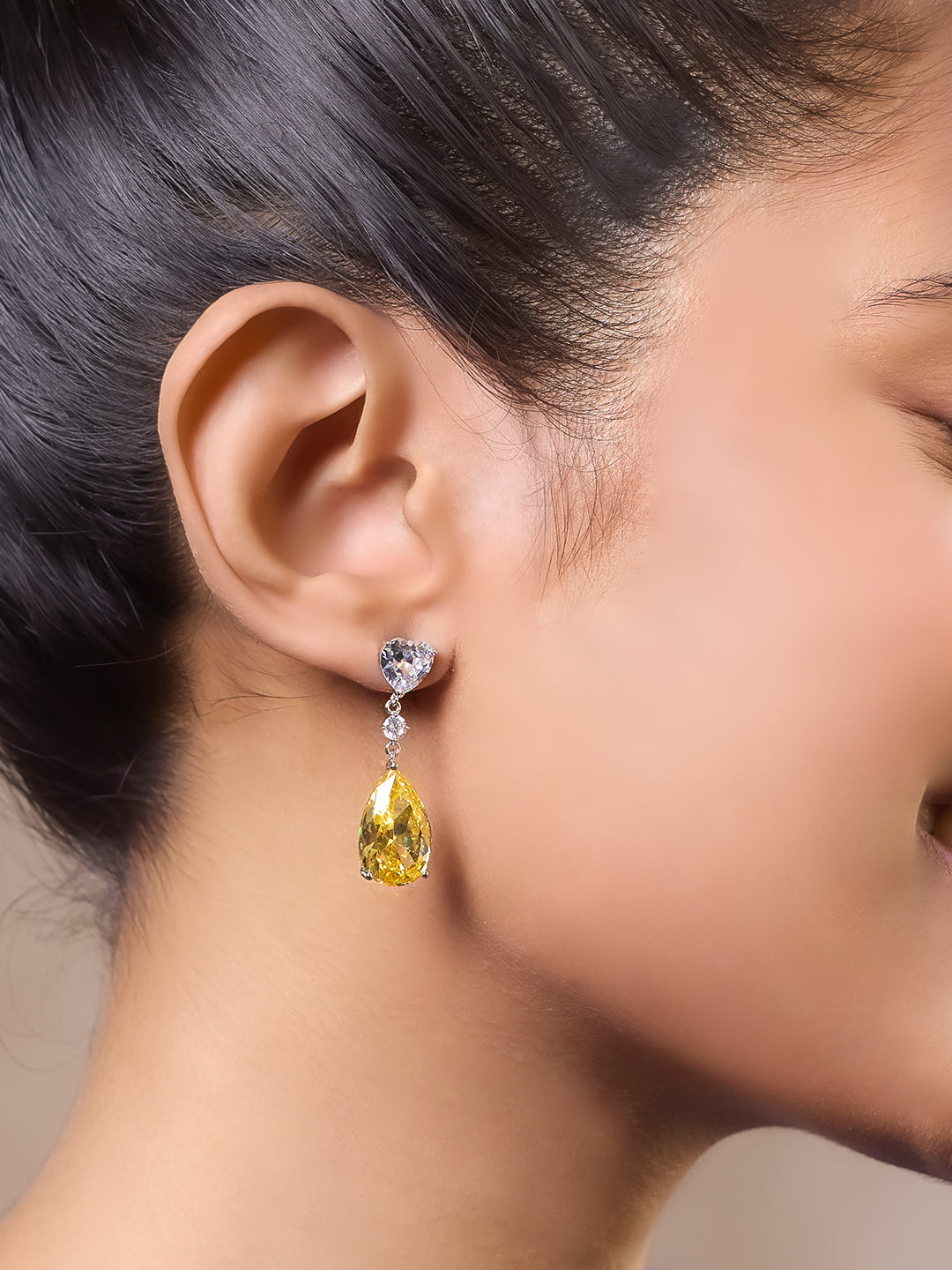 Sparkling Sapphire Yellow Dangler Earrings