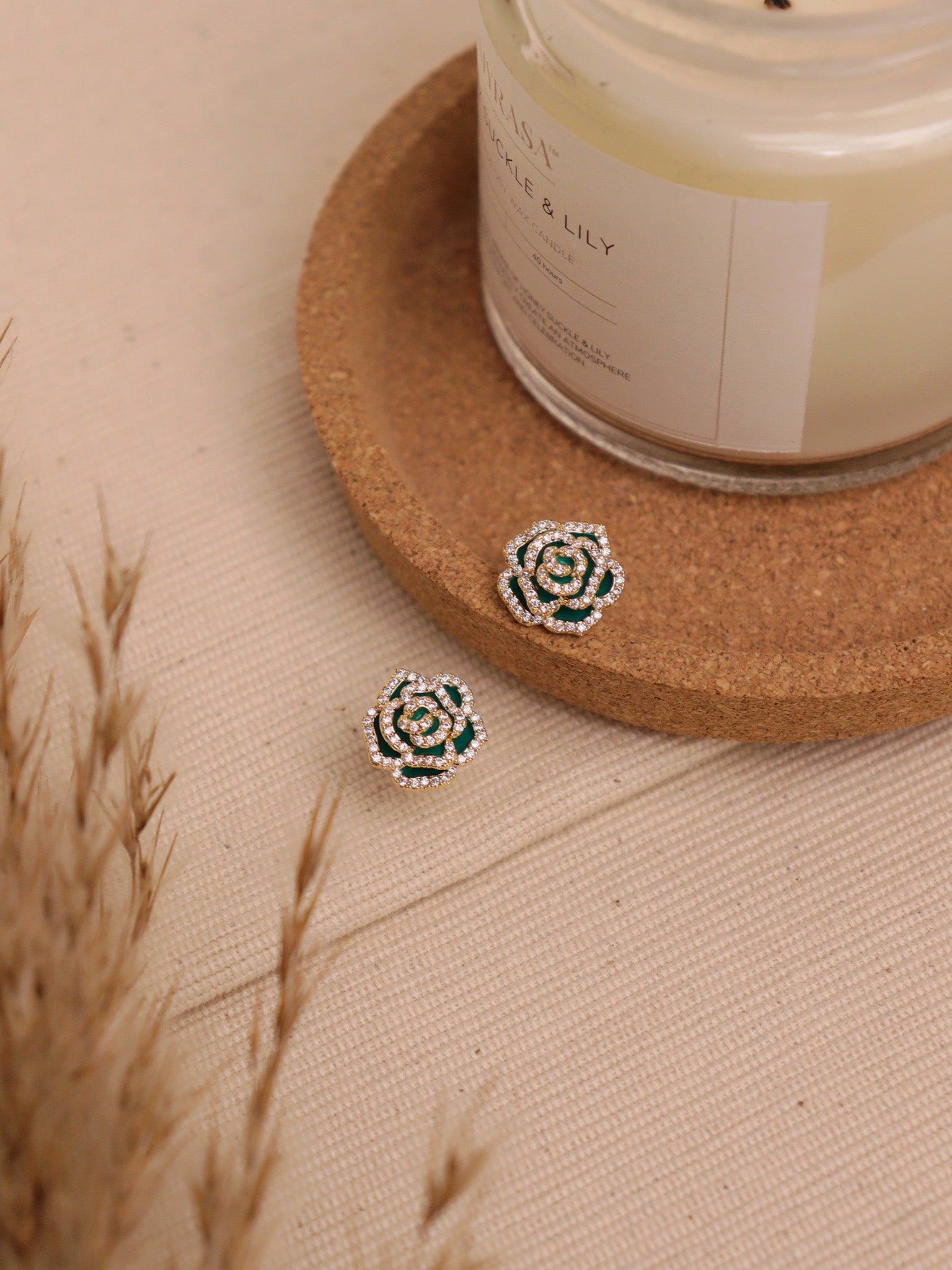 Forest Frost Rose Stud Earrings