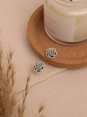 Forest Frost Rose Stud Earrings