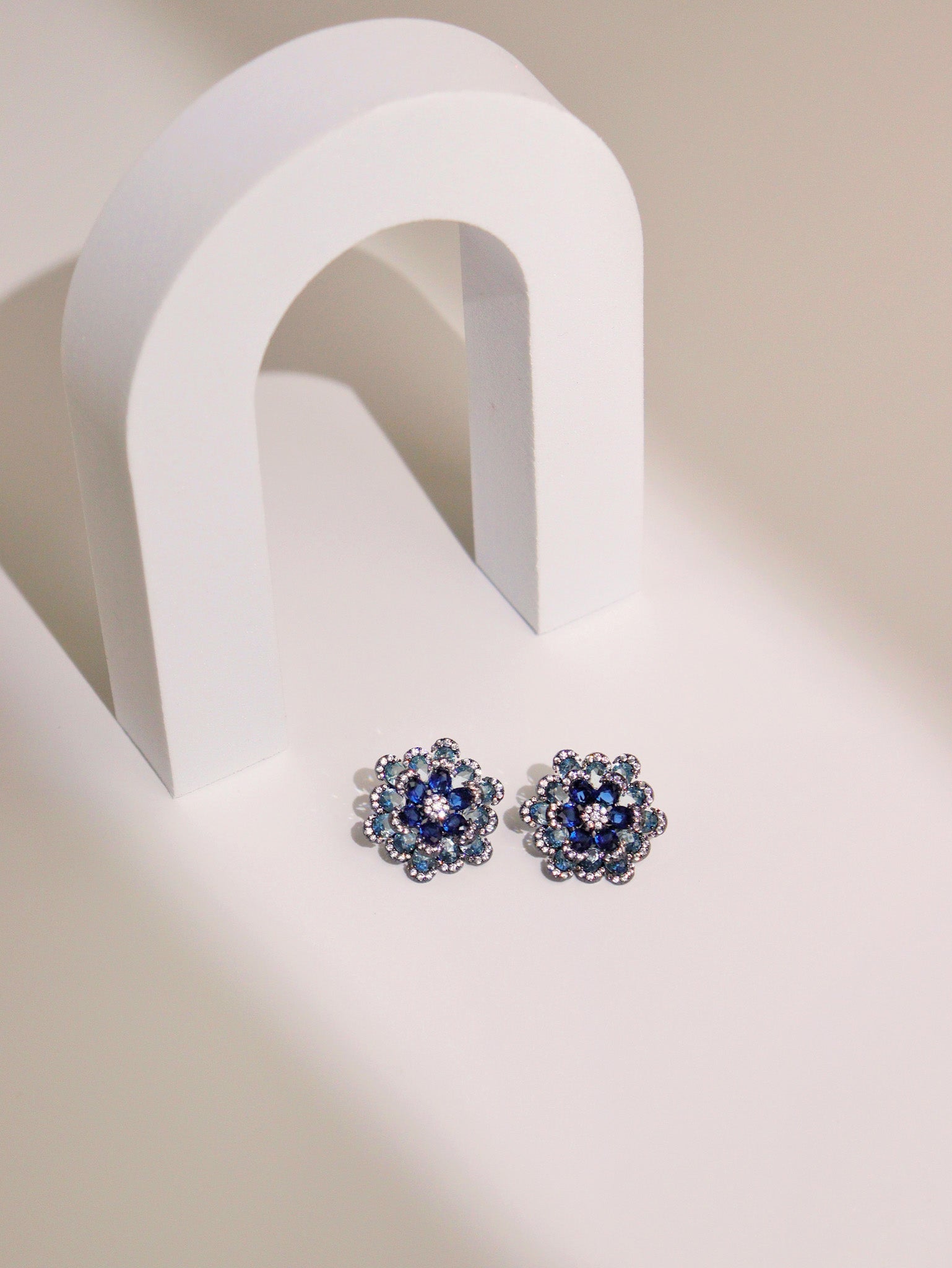 Shimmer Shades of Blue Stud Earrings