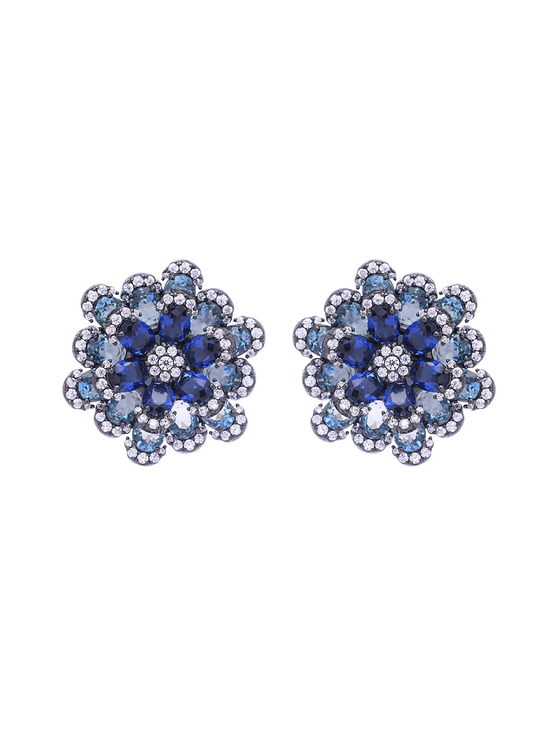 Shimmer Shades of Blue Stud Earrings