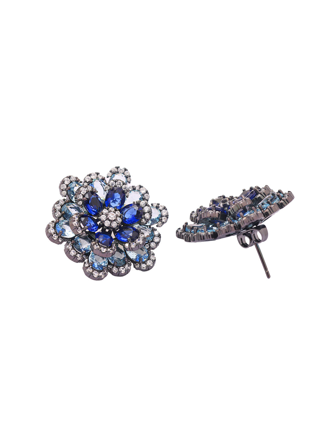 Shimmer Shades of Blue Stud Earrings